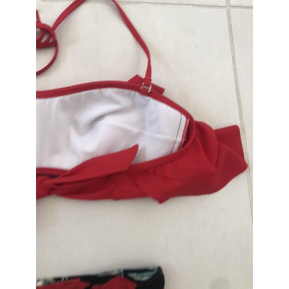 Cocoship Swim Ruffled High Waist Floral Bikini Set Swimsuit - Picture 10 of 10